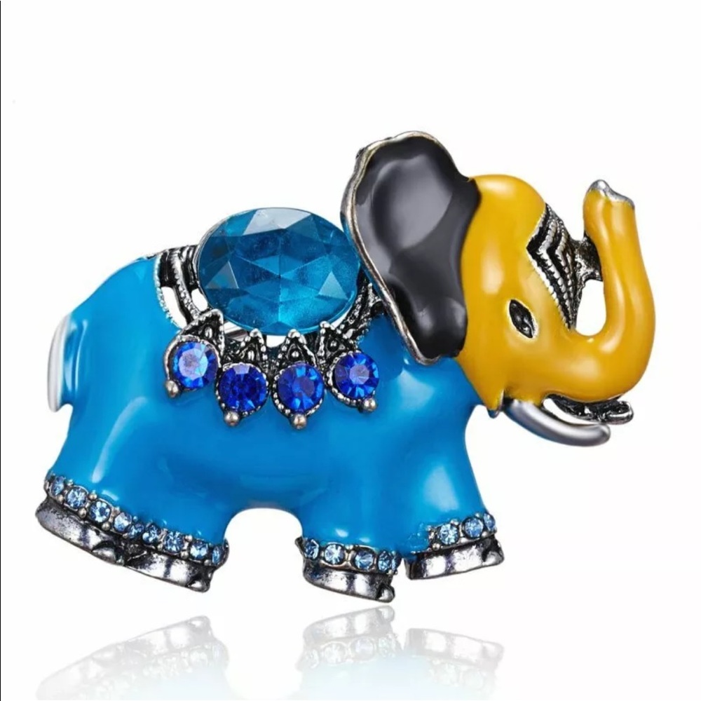 Jeweled & colorful elephant brooch
